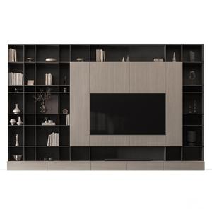 <span class=keywords><strong>Meuble</strong></span> <span class=keywords><strong>TV</strong></span> flottant sculptural KEJIA avec intégration murale à lattes tactiles et base à texture minérale pour projets résidentiels - Product Image 2
