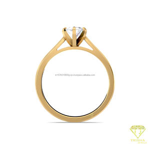 Anillo de Compromiso Solitario con Diamante Moissanite Corte Marquesa en Oro Amarillo de 14K, Cuatro Puntas, Anillo de Promesa Minimalista para Boda - Product Image 2