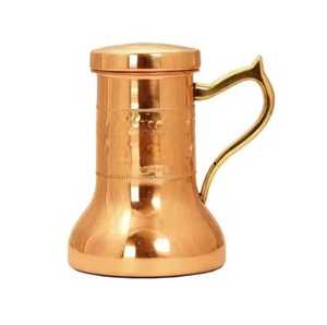 Carafe à eau en cuivre pur avec couvercle et poignée incurvée, pichet de rangement cylindrique, bienfaits ayurvédiques pour la santé, vaisselle de service, vente en gros - Product Image 6