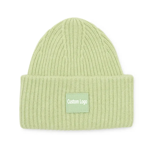 Pom 100% Cotton <b>Mens</b> Women Unisex <b>Beanie</b> Warm Slouchy Double Layer Cuffed Ski Travel <b>Hat</b> - Product Image 1