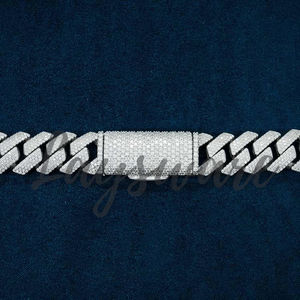 LAYSWARE JEWELS Collar de eslabones cubanos de 14 mm con incrustaciones de moissanita VVS brillante, joyería hip hop para hombre, cadena de plata 925, regalo para fiesta - Product Image 4