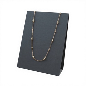 Collar de Cadena de Oro Sólido de 22K con Perlas, Cuentas de Dos Tonos, Cadena Larga Elegante Hecha a Mano, Joyería Fina para Mujer, Boda - Product Image 1