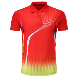 Ensemble de sport d'été pour homme : Polo de tennis rouge dégradé sublimé et short noir, anti-transpiration - Product Image 5