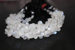 Wholesale Rainbow <b>Moonstone</b> Faceted Briolette Beads 6.5-7 mm Heart Shape 8 Inches Side Cut Heart Natural Stone Rose Quartz - Product Image 2