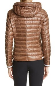 Chaqueta Acolchada con Capucha para Mujer, Color Marrón, Manga Larga, Abrigo de Invierno con Cierre de Cremallera - Product Image 5