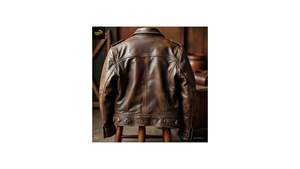 Veste en cuir de vache matelassée écologique de haute qualité, style vintage, doublure en polyester, boutons, fermeture éclair, pour homme - Product Image 4