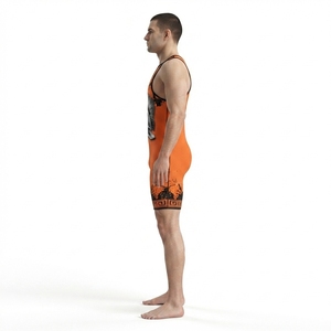 Combinaison de lutte ajustée en spandex orange Spartan sublimée sur mesure pour hommes, idéale pour les sports de combat et les arts martiaux - Product Image 3