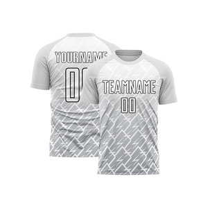 Ensemble de maillots de football personnalisés sublimés, motif géométrique gris, 100% polyester, unisexe, col rond, manches courtes, évacuation de l'humidité - Product Image 4