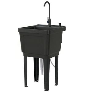 Lavatoio Portatile Nero da 23 Galloni con Dispenser di Sapone per Lavanderia Domestica - Product Image 1