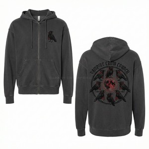 Wholesale Crimson Red Vintage Hoodie Men Oversized Streetwear Graphic Vampire Print Custom Manufacturer Heavyweight Hoodies - Product Image 2
