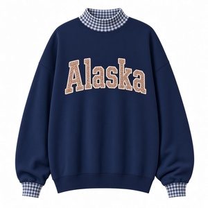 Wholesale <b>Women</b>’s Graphic Pullover Mock neck Sweatshirt Oversized Relaxed <b>Checkered</b> Everyday Casual Wear - Product Image 5