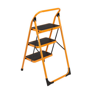 Ginger Yellow 3-<b>Step</b> Steel <b>Step</b> <b>Stool</b> with Low Handrail Non-Slip and Foldable for Home Kitchen Bathroom Safety - Product Image 4