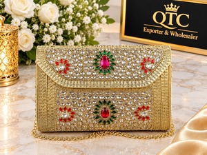 Bolso de mano plateado con pedrería floral, cartera de noche con correa de cadena, mini bolso con forro de terciopelo y cierre para fiesta de bodas - Product Image 4