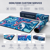 Tapis de bureau en caoutchouc à transfert thermique grand format, motif vague abstraite, design artistique fluide, imperméable, anti-rayures, tapis de souris pleine table