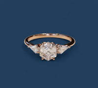 Bague de fiançailles en diamant de laboratoire 1,20 carat, certifiée IGI, VS1 F, taille hexagonale, plaqué or 14 carats, rhodié, classique pour femme