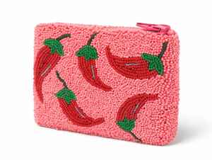 Monedero de Mujer Hecho a Mano de Alta Calidad, Portátil, de Tyvek, con Cuentas y Bordado de Chiles, Bolso Tipo Clutch, Mini Cosmetiquera - Product Image 3