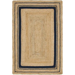 Tapis rectangulaire en jute, couleur unie, tissage plat, écologique, style ferme, pour salon, nettoyage facile, épaisseur fine - Product Image 1