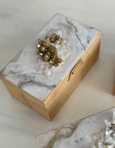 Eco-Friendly Crystal Resin Hand-painted Jewelry <b>Box</b> Handmade Bamboo <b>Keepsake</b> Storage - Product Image 5