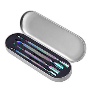 Juego de Empujadores de Cutículas de Acero Inoxidable, 4 Piezas, Color Deslumbrante, Recubrimiento de Titanio - Product Image 1
