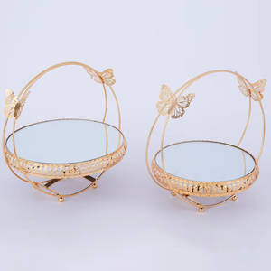 Excellent Quality Metal Cake Stand Crystal Beaded Gold Plated Stand Handmade Luxury Fancy Eco-Friendly Elegant Designs Cake - Product Image 1