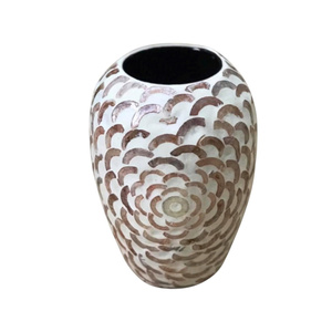 Elegant Artisan Shell Inlay <b>Vase</b> Made with Natural Mother of Pearl for Boutique Hotels and Designer Interiors - Product Image 4