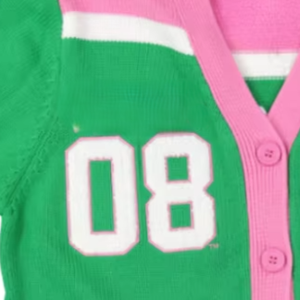 1908 Green Pink <b>Cardigan</b> Women Knit Button <b>Sweater</b> Chenille Embroidery Greek Sorority Apparel Long Sleeve Stylish fit - Product Image 6