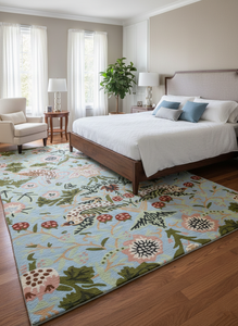 Alfombra de Lana de Alta Gama con Diseño Floral Moderno, Hecha a Mano, Resistente a las Manchas, Ecológica, Antideslizante, de Pelo Cortado para el Hogar - Product Image 4