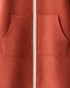 Sudadera con capucha larga personalizada con cremallera, color óxido, para mujer, abrigo de invierno con forro polar, informal, holgado, con bolsillos, OEM personalizado - Product Image 6