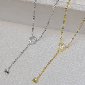 Collier en jade semi-fini fait main avec perles, chaîne goutte d'eau en argent S925, tendance, 3276, accessoire lâche - Product Image 1