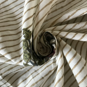 ผ้าฝ้ายพิมพ์ลายด้วยมือคุณภาพพรีเมียม ลายดอกไม้แบบมินิมอลพร้อมลายเส้น - Product Image 2