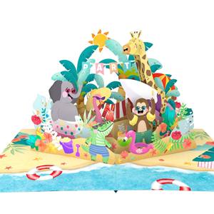 Carte pop-up 3D avec enveloppes, motif fête de plage, carte amusante, cartes de vœux faites à la main, artisanat en papier, cartes de vœux 3D pour enfants - Product Image 2