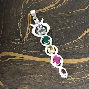 Multi-Color Gemstone 925 Silver Pendant Jewelry Minimalist Design for Unisex Everyday Wear - Product Image 3