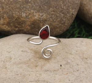 925 Sterling <b>Silver</b> Bezel Setting Red Garnet Brilliant Cut Handmade Classic <b>Boho</b> Dainty Solitaire <b>Ring</b> Certified Wedding Party - Product Image 2
