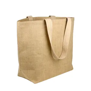 Bolsa de lona de yute laminada ecológica 2024, bolsa de playa de lino reutilizable de arpillera, bolsas de compras de lona de arpillera con logotipo para publicidad