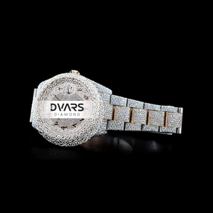 Reloj de Lujo con Incrustaciones de Moissanita, Unisex, Personalizado, Dos Tonos, Oro Rosa, Acero Inoxidable, Esfera con Diamantes, Movimiento de Cuarzo - Product Image 3