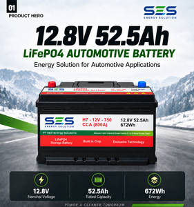 Batterie LiFePO4 liquide SES H7 12,8V 52,5Ah 672Wh pour automobile, 5000 cycles, puce intégrée, stockage d'énergie, 0~60°C, 6KG, 200x240x540mm - Product Image 2