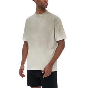 T-shirt vintage 100 % coton lavé, fait sur mesure pour l'industrie artistique, effet délavé à l'acide, vieilli, délavé au soleil, uni, par le fabricant - Product Image 2