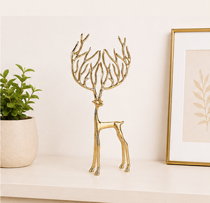 Wholesale Nordic Style Gold Metal <b>Christmas</b> Reindeer Figurine Minimalist Abstract Antler Sculpture For Festive Holiday Decor - Product Image 4