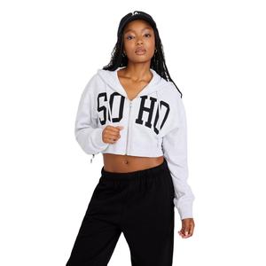 Sweat à capuche entièrement zippé en polyester/coton, épais, écologique, coupe oversize, broderie personnalisée, double fermeture éclair, délavage acide, style streetwear, blanc - Product Image 4