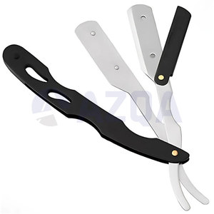 Rasoir droit en acier inoxydable avec manche ergonomique noir pour le rasage professionnel et l'entretien de la barbe - Product Image 3