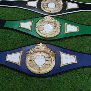 Ceinture de championnat sur mesure, design couronne, fabrication directe d'usine, sangles en cuir multicolores, plaqué or, pour boxe, lutte, MMA - Product Image 3
