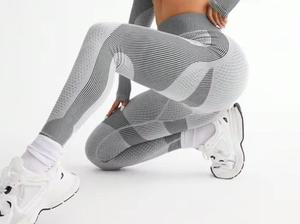 High Waist Solid Color <b>Knitted</b> <b>Leggings</b> Full Length Stretchy Breathable Spandex Nylon Women's Sporty Yoga Seamless 220g Letter - Product Image 6