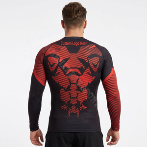 Rashguard BJJ à manches longues pour homme, en Spandex/Nylon, antibactérien, séchage rapide, respirant, anti-UV, dégradé bleu, violet, rouge, sublimé - Product Image 3