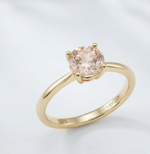 Moissanite Round Brilliant Cut Sterling Silver 14K Gold Plated Luxury Vintage Engagement <b>Ring</b> <b>Band</b> - Product Image 1