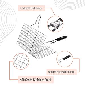 Accessori per barbecue in acciaio inossidabile-cestino per griglia da esterno per pesce e verdure per grigliate e barbecue - Product Image 4