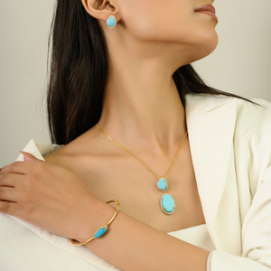 Custom Design Wholesale High Quality Turquoise & Diamond Stackable Halo <b>Bangle</b> & Bracelet 14K Yellow <b>Gold</b> Birthstone Jewelry - Product Image 4