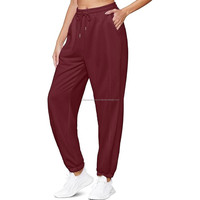 Pantalon de jogging pour femme en toile avec cordon de serrage 100% coton respirant pour l'hiver et la salle de sport