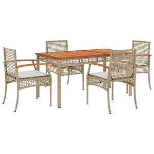 Ensemble de salle à manger de jardin en rotin PE beige 5 pièces avec housses amovibles - Product Image 2