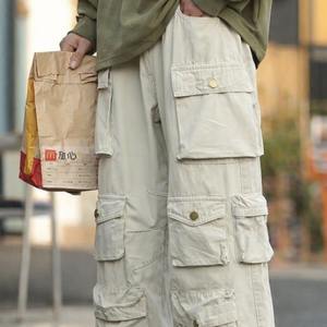 <b>Men's</b> Regular Fit Vintage Washed 100% Cotton Cargo Jeans for Color Customized Color Mid Waist Breathable Eco-Friendly - Product Image 3