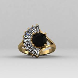 แหวนแต่งงานดีไซน์เนอร์ทรงมงกุฎประดับเพชร CZ 8 มม. และแบล็คออนิกซ์ ชุบทอง 18k เงินแท้ 925 ขายดีที่สุด - Product Image 1